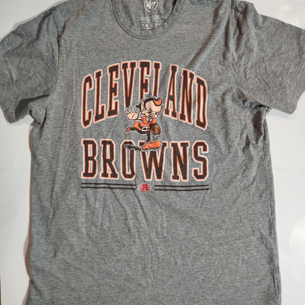 47 Cleveland Browns Large Cotton Vintage Style Mascot Gray Short Sleeve Tee